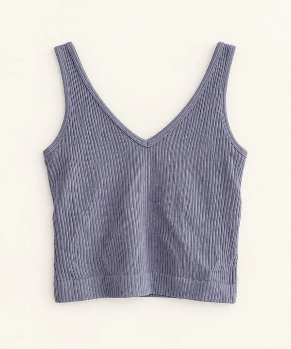 periwinkle ribbed v-neck tank
